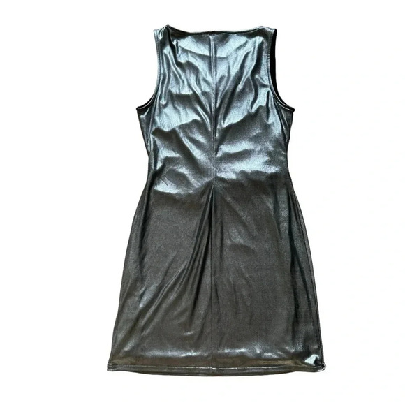 RACHEL Rachel Roy Iggy Draped Metallic Dress Mini Silver Combo Sleeveless Size M - Picture 4 of 10
